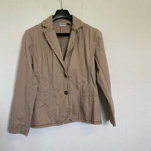 Chico’s Khaki Fitted Blazer Jacket 1 Medium‎ Tan
